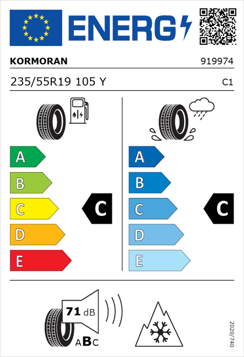 Tyre Label for Kormoran SUV Summer 235/55R19 105Y