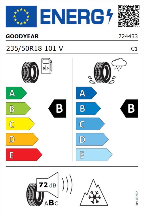 Tyre Label for Goodyear Vector All-Season 4 235/50R18 101V